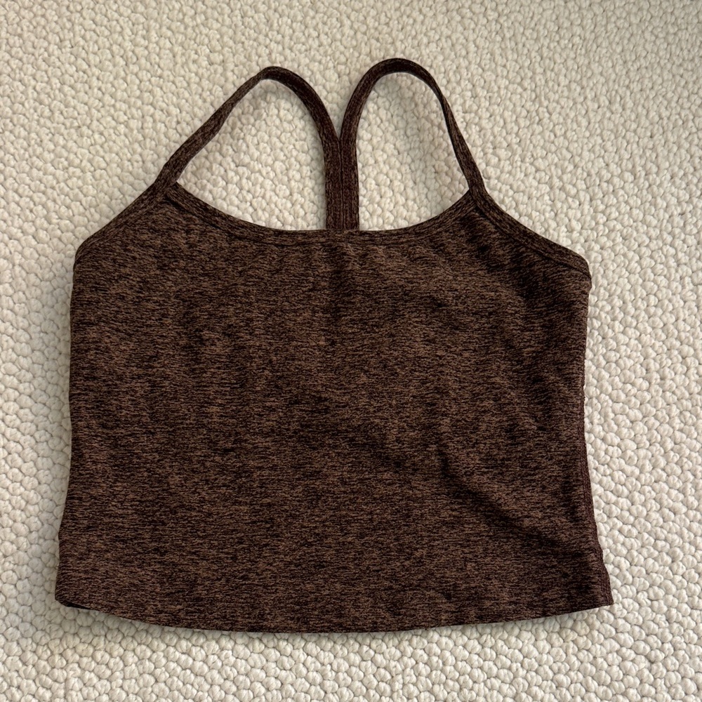 Beyond yoga spacedye soft racerback cropped top | XS | Khaki Brown